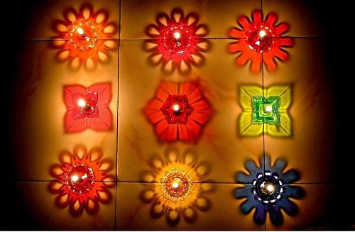 Multicolor 3D Reflection Diya (Panti) Set of 12 - Multicolor