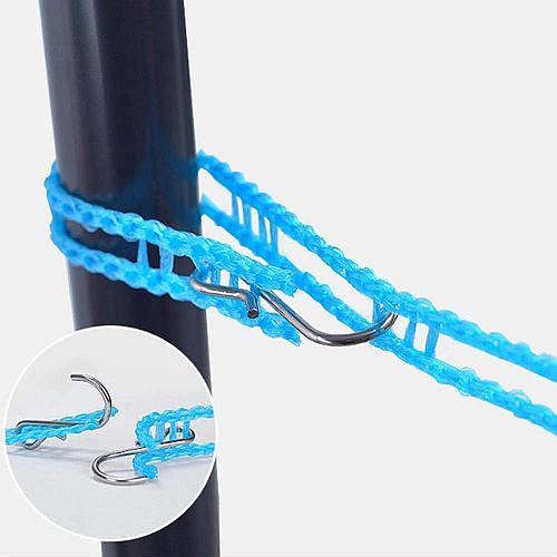 Nylon Cloth Drying Rope with Hooks | 5 Meter Anti-Slip Cloth Rope | Cloth Drying String for Balcony Pack of 1(Multi-Color) - Blue