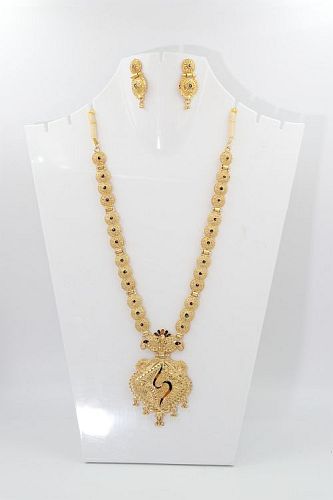 Long Necklace Set With Eaarring - 