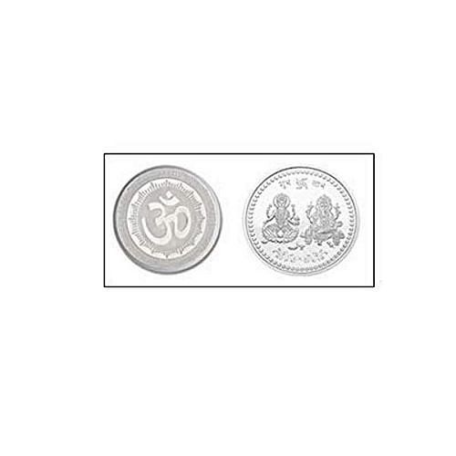 Set of 3 Silver Puja Coin Laxmi Ganesh Ji Silver Plated Coin Set for Gift and Pooja - Multicolor