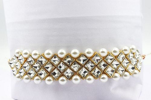 Party Wear White Kundan Choker Necklace With Earring For Women and Girls - White