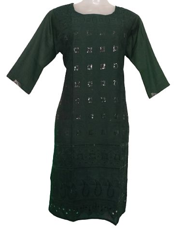 Womens embroidered  straight kurta reyon - XL