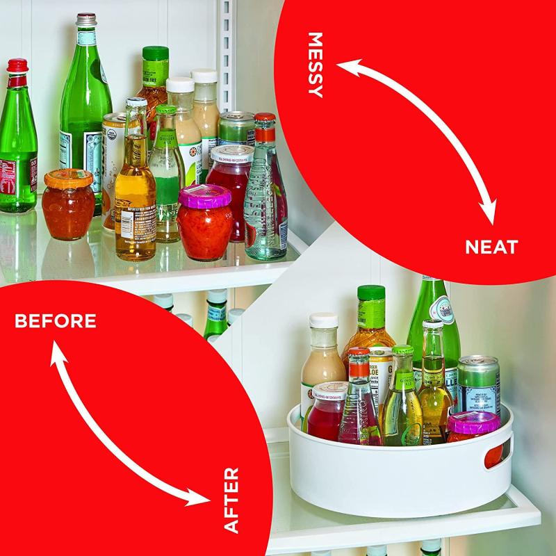 Rotating Masala/ Spice Rack | Multi- Function Rotating Kitchen Tray / Cosmetics Organizer (Off-White) - Multicolor